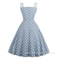 Vintage Summer Polka Dot Printed Party Dresses Cotton